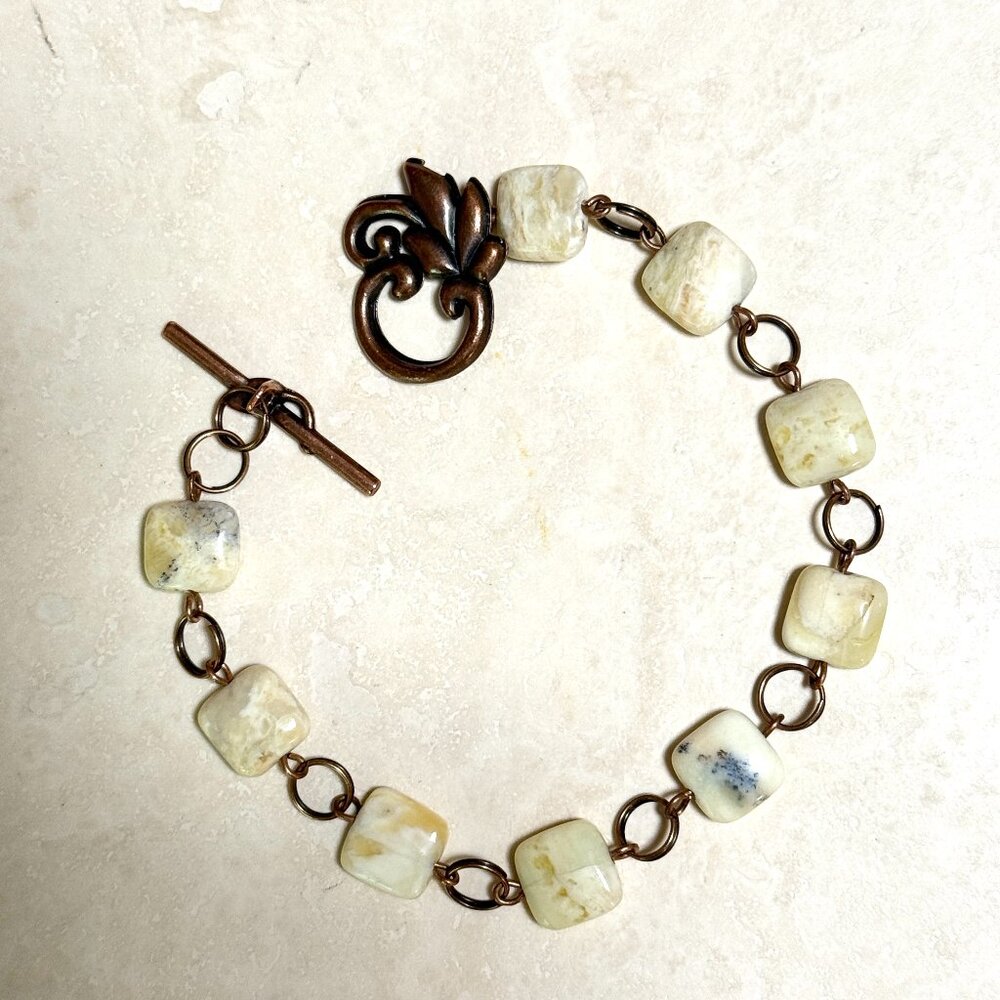 2/$20, Genuine Yellow Calcite Bracelet, Natural Gemstone + Copper Links